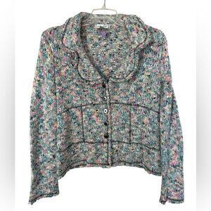Nine West Speckled Confetti Pastel Chunky Cardigan XL